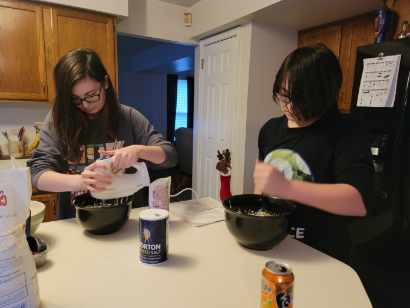 Senior Ashley Kaeser-Crowe and brother Andrew make holiday cookies over break