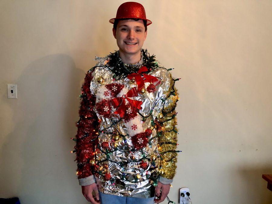 Senior Brendan Collins takes the meaning of ugly Christmas sweater to new heights over the break