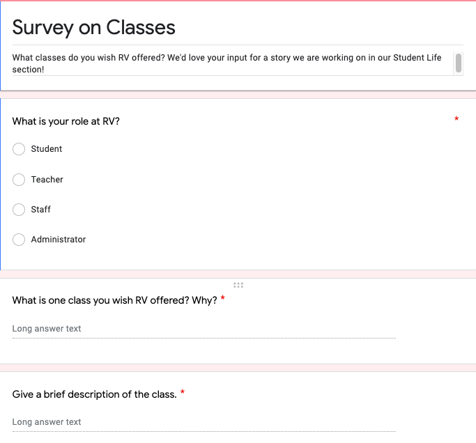 The survey sent to all students and teachers