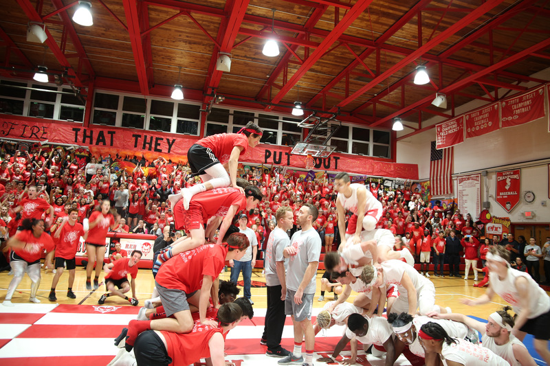 The human pyramid competition at the 2019 RAWN event