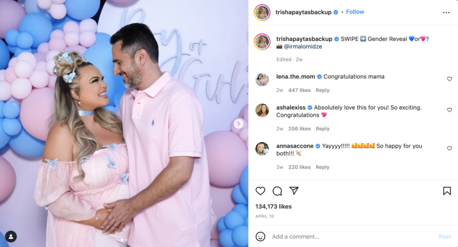Internet celebrity Trish Paytas and husband Moses Hacmon celebrating their gender reveal party on April 10