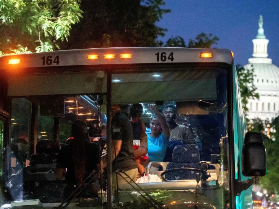 Migrants from Venezuela, who boarded a bus in Texas, were driven to Washington, D.C. last month.