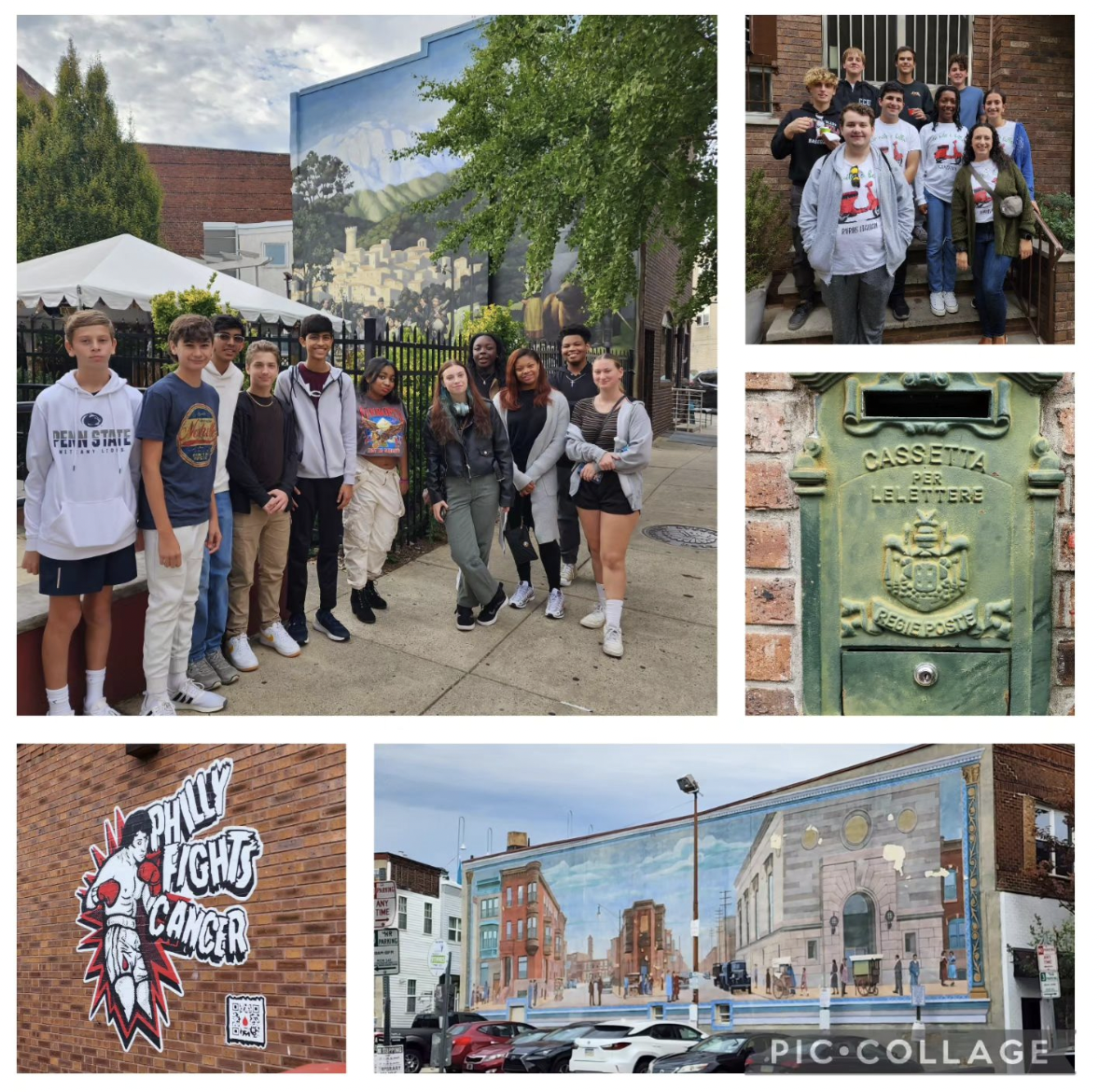The Italian club on its walking tour of Philadelphia last week. The tour included lunch and a peek at some famous spots and murals around the city.