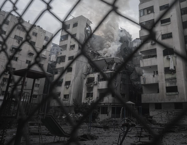 Images of attacks on apartment buildings in Palestine in October