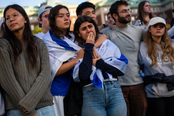 Students from Columbia University at an October 2023 rally for Israel.