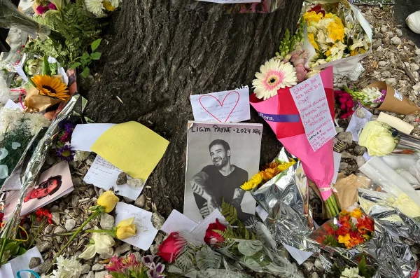 Liam Payne memorial set up outside of the Argentina Hotel he was staying in